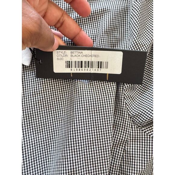 Petersyn Bettina Dress‎ Black Checkered Gingham Ruffle Mini Long Sleeve Preppy L - Picture 5 of 8